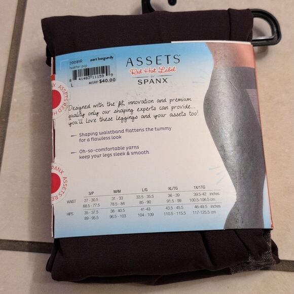 New Spanx Assets Seamless Leggings Heather Pop Port Burgundy red wine color L - Picture 3 of 5